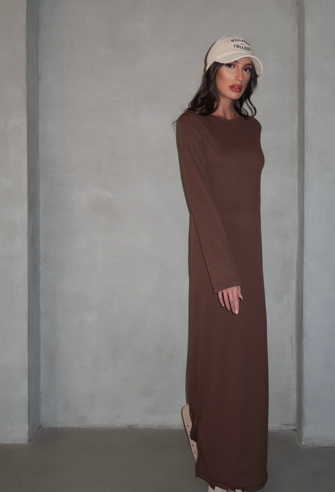 Ribbed dress brown