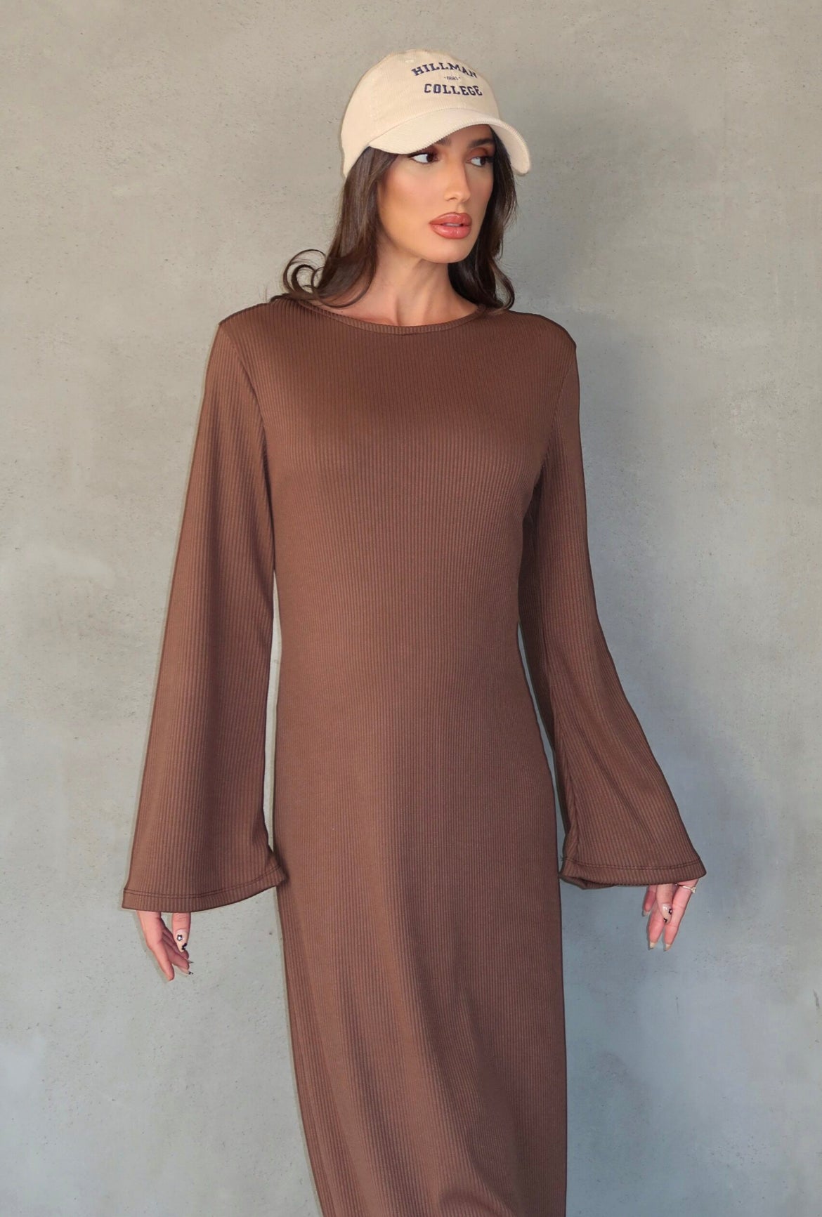 Ribbed dress brown