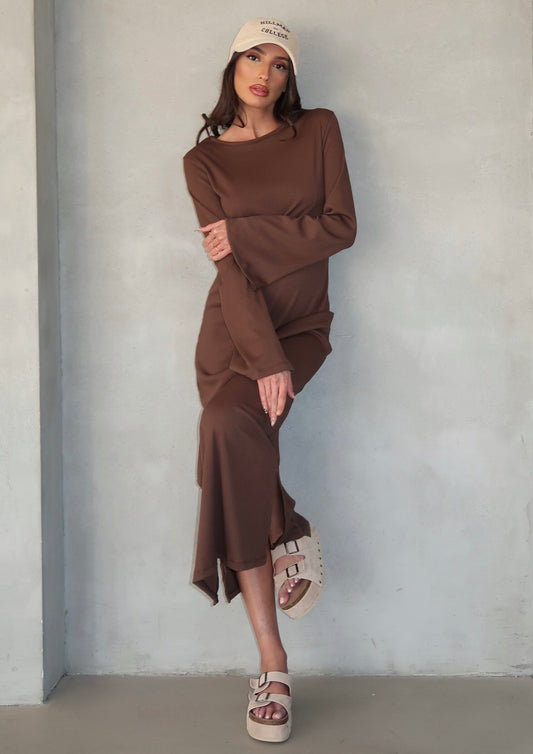 Ribbed dress brown